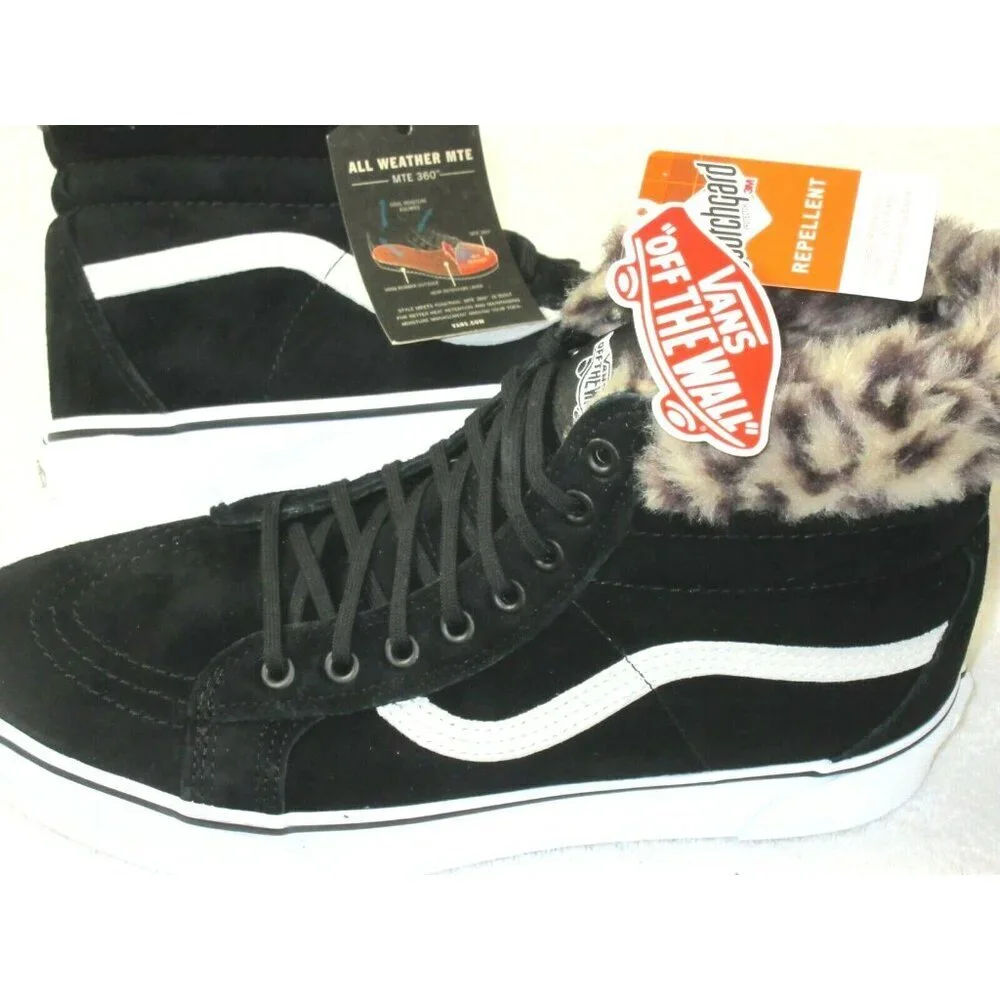 Vans Women's Sk8-Hi Platform MTE All Weather Suede Boots Black Leopard Size 5.5
